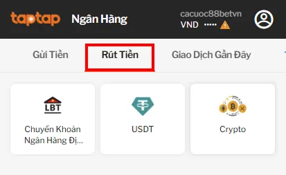 Rút tiền 188BET bước 1